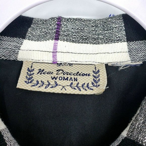 New Direction Womens Black Plaid Button Up Shirt - Picture 3 of 3